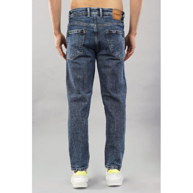 Meghz Men's Solid Tapered Fit Mid Rise Jeans